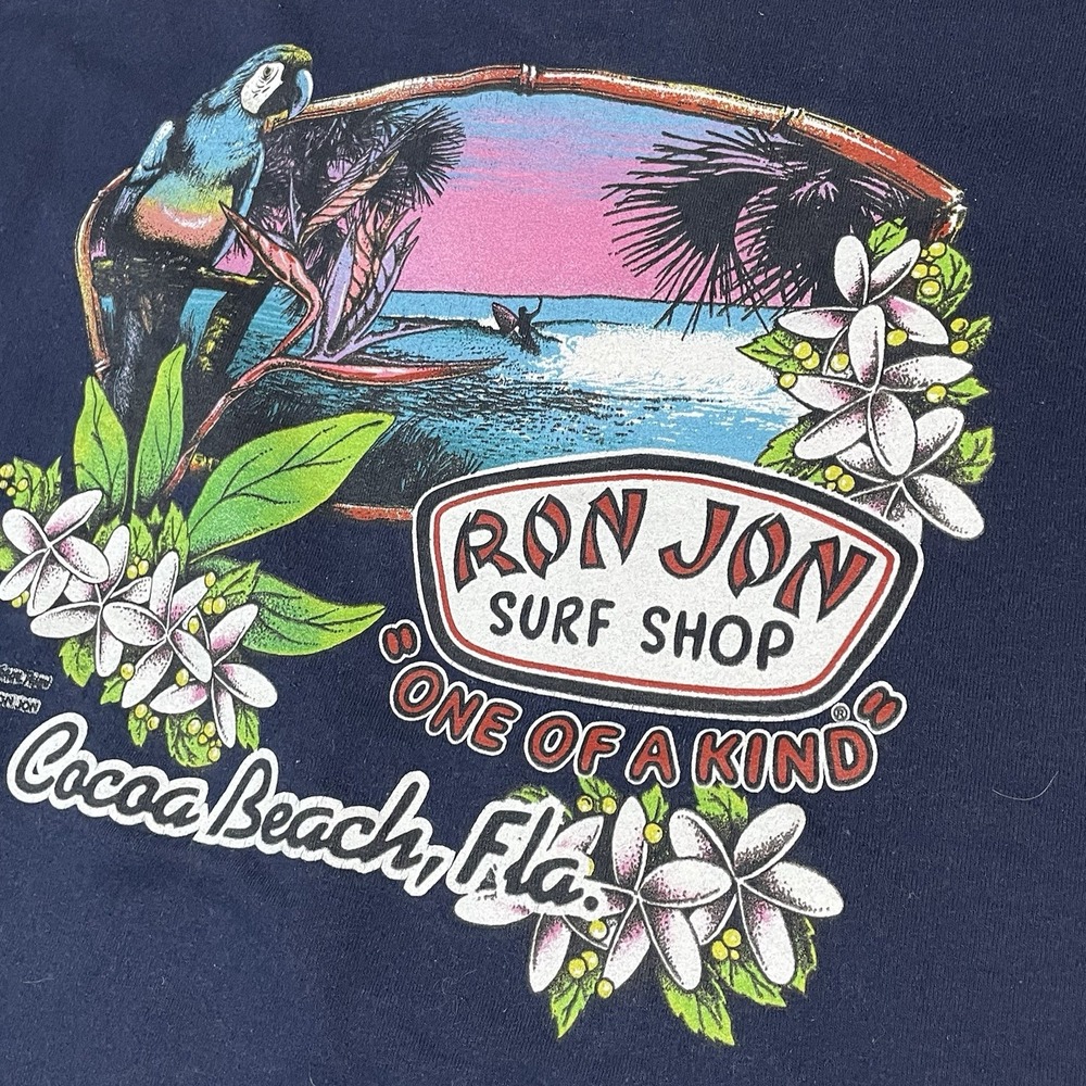 Ron Jon Surf Shop Crewneck Sweatshirt Mens M Floral Hawaiian Cocoa Beach Blue - Picture 7 of 9